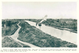 Channel in concrete trough, across Irondequoit valley -- from: History of the Barge Canal of New York State / by Noble E. Whitford; supplement to the Annual report of the State Engineer and Surveyor for the year ended June 30, 1921 (Albany : J.B. Lyon Co., printers, 1922) -- opposite p. 336